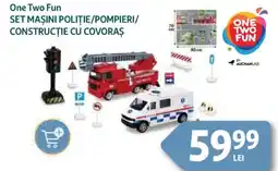 Auchan One Two Fun Set maşini poliţie/pompieri/ construcţie cu covoras Ofertă