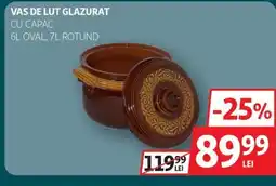 Auchan Vas de lut glazurat cu capac Ofertă