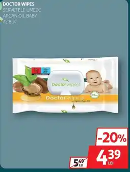 Auchan Doctor Wipes servețele umede argan oil baby Ofertă