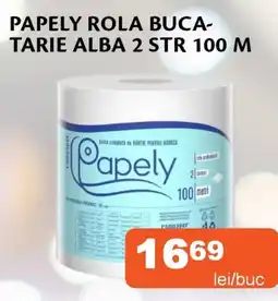 Unicarm Papely rola buca- tarie alba 2 str 100 m Ofertă