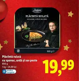 Lidl Deluxe Plăcintă rulată cu spanac, urdă şi sos pesto Ofertă