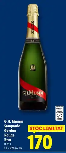 Lidl G.H. Mumm Şampanie Gordon Rouge Brut Ofertă