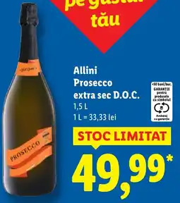 Lidl Allini Prosecco extra sec D.O.C. Ofertă