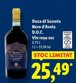 Lidl Duca di Sasseta Nero d'Avola D.O.C. Vin rosu sec Ofertă