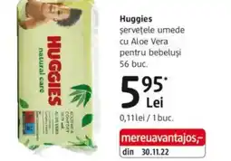 DM Huggies şerveţele umede cu Aloe Vera pentru bebeluşi Ofertă