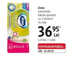 DM Zewa camomile hârtie igienicǎ cu 3 straturi Ofertă