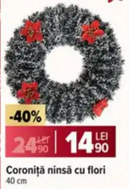 Carrefour Market Coroniță ninsă cu flori Ofertă