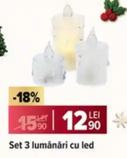 Carrefour Market Set 3 lumânări cu led Ofertă