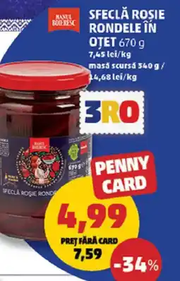 Penny Sfeclă rosie rondele în otet Ofertă