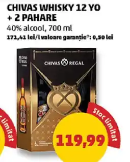 Penny Chivas whisky 12 yo + 2 pahare Ofertă