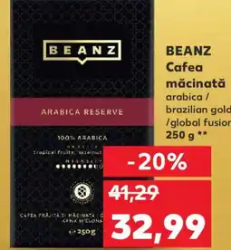 Kaufland BEANZ Cafea măcinată arabica / brazilian gold /global fusion Ofertă