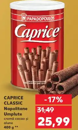 Kaufland CAPRICE CLASSIC Napolitane Umplute cremă cacao și alune Ofertă
