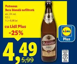 Lidl Patronus Bere blondă nefiltrată Ofertă
