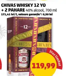 Penny Chivas whisky 12 yo + 2 pahare 40% alcool Ofertă