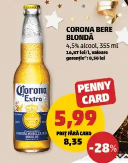 Penny Corona bere blondă 4,5% alcool Ofertă