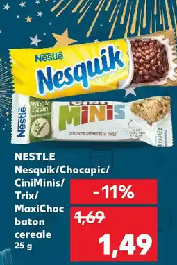 Kaufland NESTLE Nesquik/Chocapic/ CiniMinis/ Trix/ MaxiChoc baton cereale Ofertă