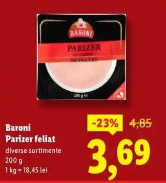 Lidl Baroni Parizer feliat Ofertă