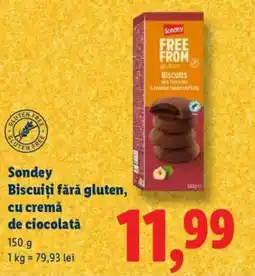 Lidl Sondey Biscuiți fără gluten, cu cremă de ciocolată Ofertă