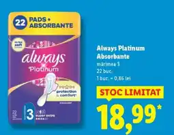 Lidl Always Platinum Absorbante Ofertă