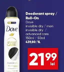 PROFI Deodorant spray / Roll-On Dove Ofertă