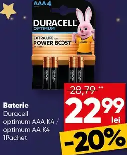 PROFI Baterie Duracell optimum AAA K4 / optimum AA K4 Ofertă