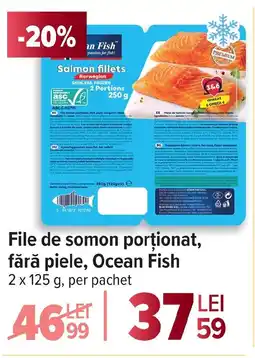 Carrefour File de somon porţionat, fără piele, Ocean Fish Ofertă