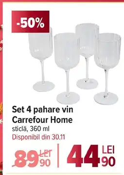 Carrefour Set 4 pahare vin Carrefour Home Ofertă