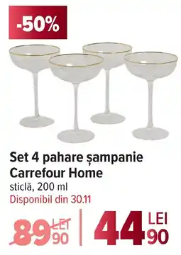 Carrefour Set 4 pahare şampanie Carrefour Home Ofertă