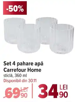 Carrefour Set 4 pahare apă Carrefour Home Ofertă