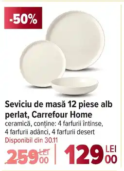 Carrefour Seviciu de masă 12 piese alb perlat, Carrefour Home Ofertă