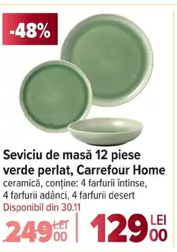 Carrefour Seviciu de masă 12 piese verde perlat, Carrefour Home Ofertă