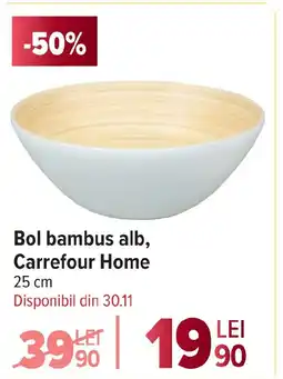 Carrefour Bol bambus alb, Carrefour Home Ofertă