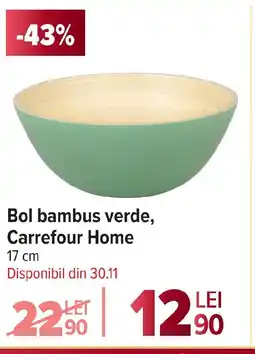 Carrefour Bol bambus verde, Carrefour Home Ofertă