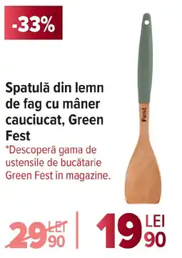Carrefour Spatulă din lemn de fag cu mâner cauciucat, Green Fest Ofertă