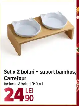 Carrefour Set x 2 boluri + suport bambus, Carrefour Ofertă