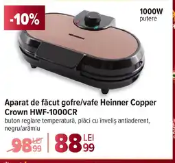 Carrefour Aparat de făcut gofre/vafe Heinner Copper Crown HWF-1000CR Ofertă