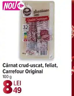 Carrefour Market Cârnat crud-uscat, feliat, Carrefour Original Ofertă