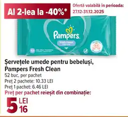 Carrefour Market Şerveţele umede pentru bebeluşi, Pampers Fresh Clean Ofertă