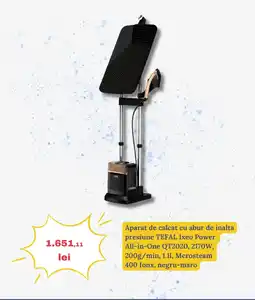 Media Galaxy Aparat de calcat cu abur de inalta presiune TEFAL Ixeo Power All-in-One QT2020, 2170W Ofertă