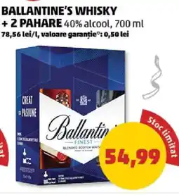 Penny Ballantine's Whisky + 2 Pahare Ofertă