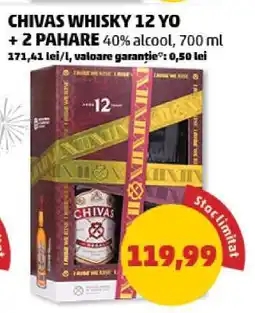 Penny CHIVAS WHISKY 12 YO + 2 PAHARE Ofertă