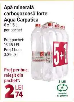Carrefour Apă minerală carbogazoasă forte Aqua Carpatica Ofertă