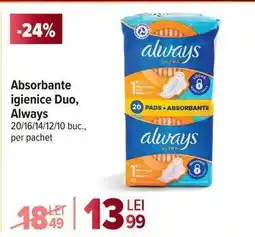 Carrefour Absorbante igienice Duo, Always Ofertă