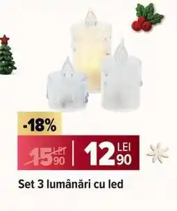 Carrefour Set 3 lumânări cu led Ofertă
