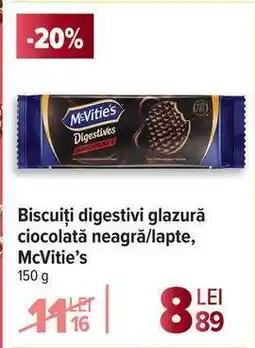 Carrefour Biscuiți digestivi glazură ciocolată neagră/lapte, McVitie’s Ofertă