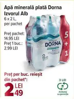 Carrefour Apă minerală plată Dorna Izvorul alb Ofertă