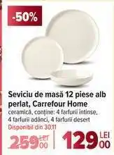 Carrefour Serviciu de masă 12 piese alb perlat, Carrefour Home Ofertă