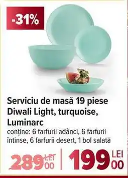 Carrefour Serviciu de masă 19 piese Diwali Light, turquoise, Luminarc Ofertă