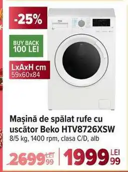 Carrefour Mașină de spălat rufe cu uscător Beko HTV8726XSW Ofertă