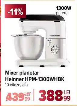 Carrefour Mixer planetar Heinner HPM-1300WHBK Ofertă